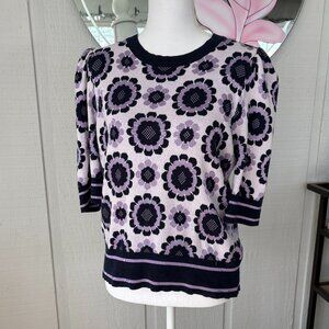 Kate Spade Purple and Black Floral Sweater